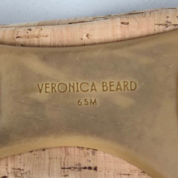 VERONICA BEARD WOMEN'S TAN BEATRIX CORK SKIMMER BALLET FLATS SIZE 6.5M SLIP-ON - Picture 7 of 13